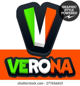 Vector set of Italian flag alphabet. File contains graphic styles available in Illustrator. Letter V