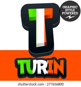 Vector set of Italian flag alphabet. File contains graphic styles available in Illustrator. Letter T