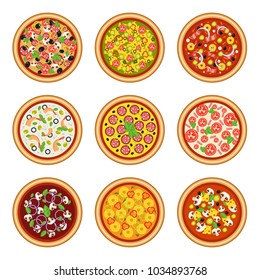 Vector set of italian pizza for advertising of restaurant business
