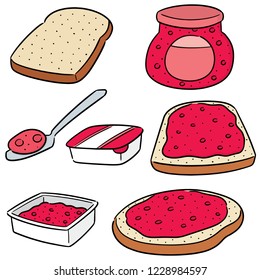 vector set of jam and bread
