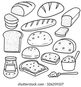vector set of jam and bread