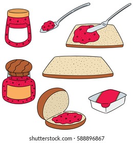 vector set of jam and bread