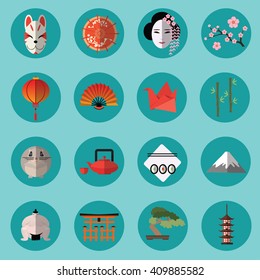 Vector set of japanese flat icons 