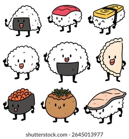 vector set of japanese food