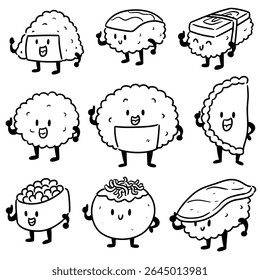 vector set of japanese food