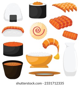 Vector set japanese food collection