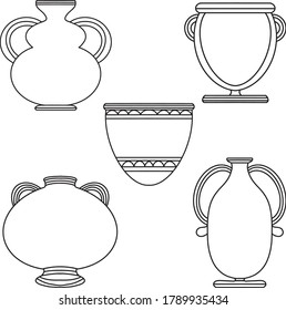 Vector set of jars. Vector illustration of a vase. Flat vases for creating fashion prints, postcard, wedding invitations, banners, arrangement illustrations, books, covers.