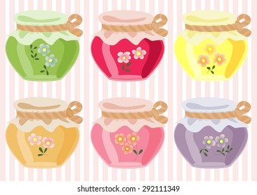Vector set of jars of jam.