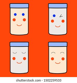 Vector Set of Jars.  Kawaii slogan, t-shirt graphic design, poster. All elements are located on separate layers.