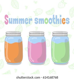 Vector set with jars with smoothies