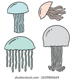 vector set of jellyfish cartoon