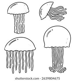 vector set of jellyfish cartoon