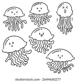 vector set of jellyfish cartoon