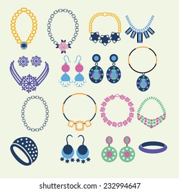 Vector Set of jewelry women accessories - Illustration 