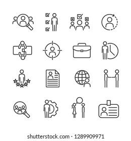 Vector set of job hunting line icons.