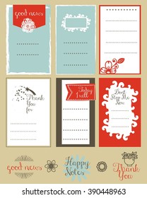 Vector set of journaling card and logotypes for scrapbook and design. 