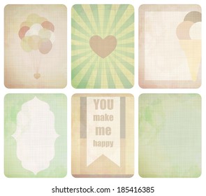 Vector set of journaling card for scrapbook and design, 3x4 size. Summer collection, part 3.