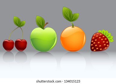 vector set of juicy fruits