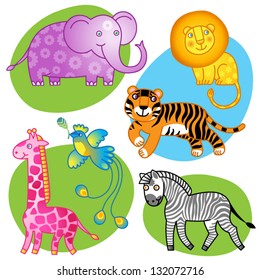 Vector set of jungle animals