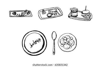 Vector set of junk food and deserts