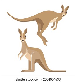 Vector Set Of Kangaroo Illustration Isolated On White Background