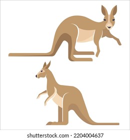 Vector Set Of Kangaroo Illustration Isolated On White Background