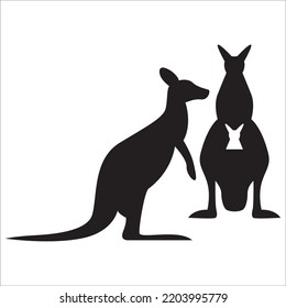 Vektorset Kangaroo Silhouetten Illustration einzeln auf weißem Hintergrund