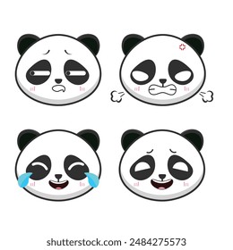 Vector set of kawaii panda bear cute emoji stickers