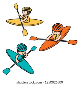 vector set of kayak