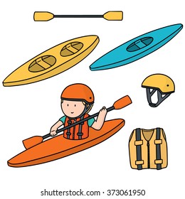 vector set of kayak and accessories