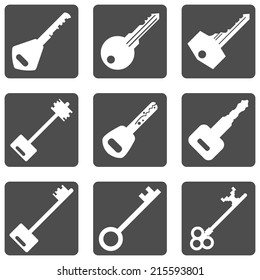 Vector Set of Keys Icons. Modern and Antique Keys. Types of Keys