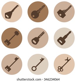 Vector Set of Keys Icons. Modern and Antique Keys. Types of Keys