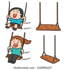 vector set of kid swing
