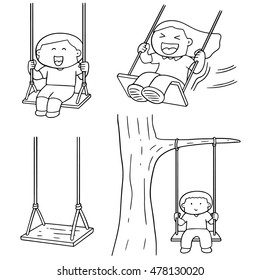 vector set of kid swing