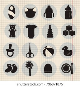 vector set of kids' icons