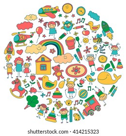 Vector set of kindergarten images