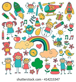 Vector set of kindergarten images