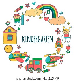 Vector set of kindergarten images