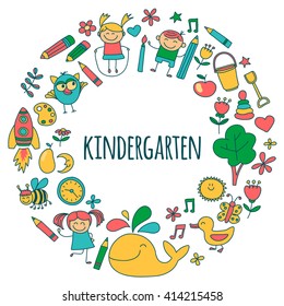 Vector Set Kindergarten Images Stock Vector (Royalty Free) 414215458 ...