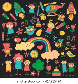 Vector set of kindergarten images