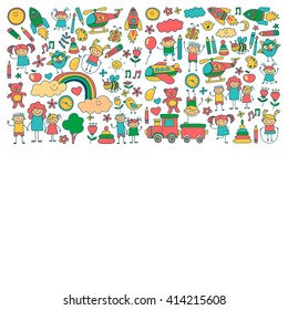 Vector set of kindergarten images
