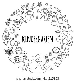 Vector set of kindergarten images