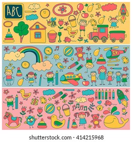 Vector set of kindergarten images