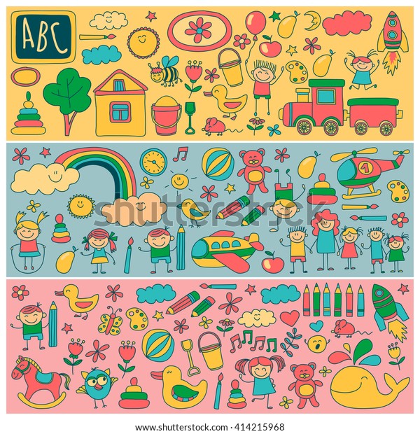 Vector Set Kindergarten Images Stock Vector (Royalty Free) 414215968