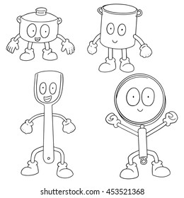 vector set of kitchen tool cartoon