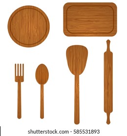 Vector set kitchen utensils. Cooking tools icon isolated on white background