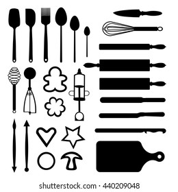 Vector set of  kithenware. Black and white.