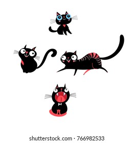 Vector set of kittens in different poses on a white background