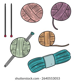 vector set of knitting cartoon