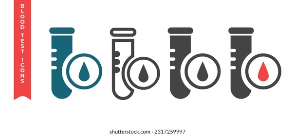 Vector set lab tube blood test icon isolated on white background minimal logo